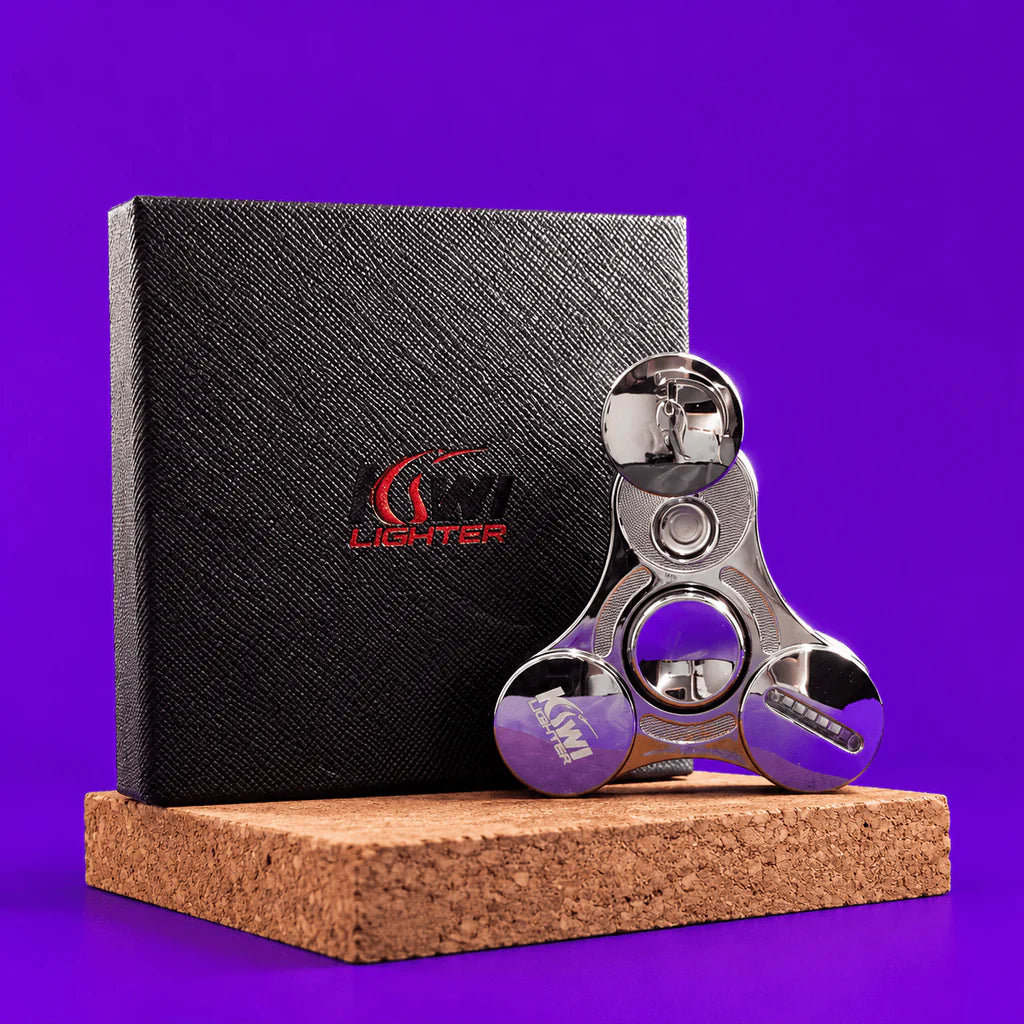 Black Hand Fidget Spinner Stainless Steel Metal Electric Lighter by Kiwi Lighter