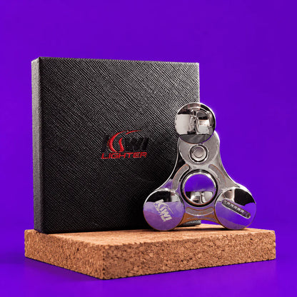 Black Hand Fidget Spinner Stainless Steel Metal Electric Lighter by Kiwi Lighter